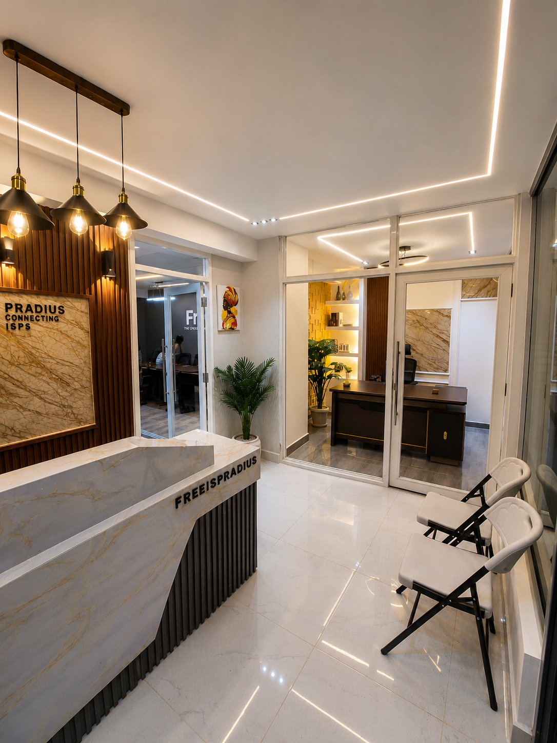 Freeispradius office reception at Sagaas Centre